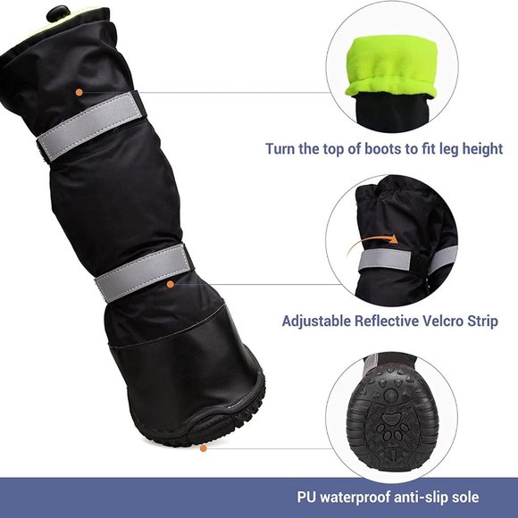 Long-Legged Dog Boots Outdoor Knee High Waterproof Anti-Slip Boots (Black, XS) - Picture 2 of 10